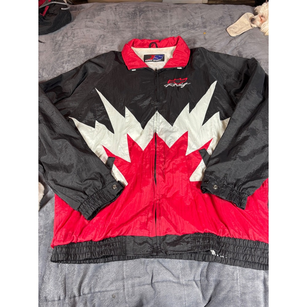 Vintage Super Sport Chevrolet Racing Windbreaker Jacket Mens XXL Black Red White